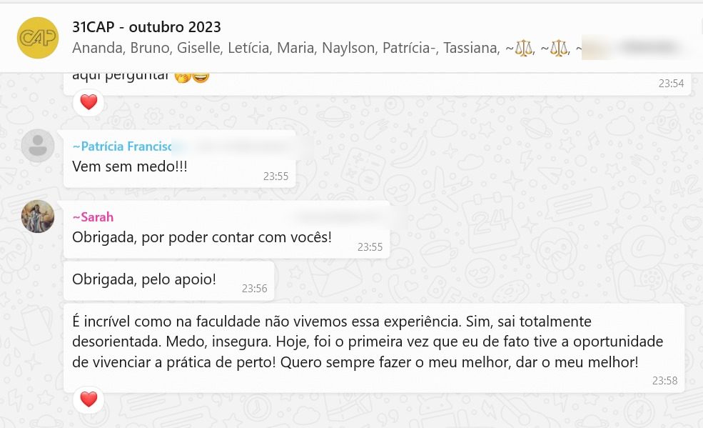 Depoimento de aluna
